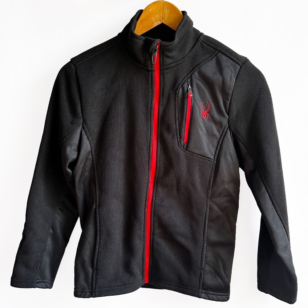 Spyder Boys' Fleece Lined Full Zip Jacket, Black